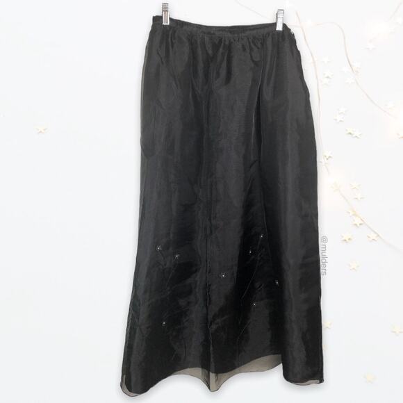 Vintage Deadstock 90s Impressions Plus Size Black Tulle Layered Long Skirt - Picture 1 of 10